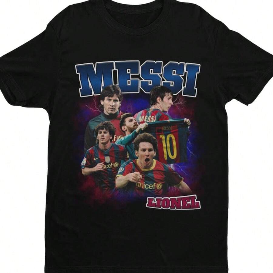 Lionel Homage _ Barcelona Football T Shirt _ Football _ Soccer _ Lionel Fan _ Lionel Gift _ Lionel Barcelona - 黑色 - 查看 1
