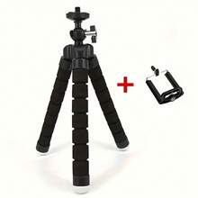 Octopus Phone Stand, Camera Stand - Sturdy, Foldable, Multiple Folds Without Damage, Suitable Compatible With Iphone And Other Phone And Camera Models, Tripod Stand, Desktop Stand, Universal Stand, Tripod Stand, Adjustable Stand Compatible With IPhone, Android Phone, Gift For Birthday, Family, Friends For Bicycle And Electric Bicycle Outdoor Gifts Birthday Outdoor Riding Motorcycle Accessories Bike Phone Holder Bike Accessories - Black - View 2