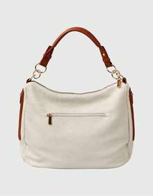 Women's Large Hobo Bag With Modern Finish And Ring Detail - 米色 - 查看 5