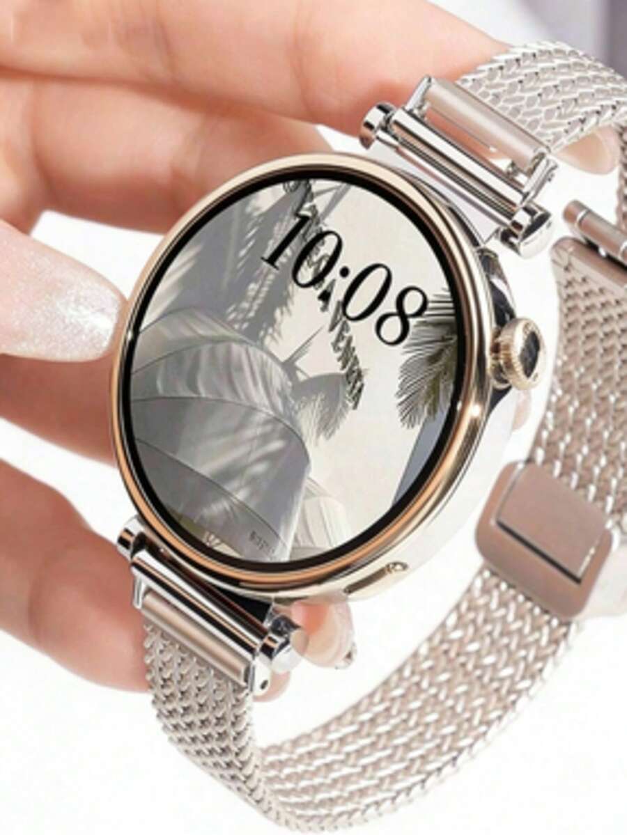 1条18mm/20mm/22mm女士磁扣麦穗耳金属表带，适用于华为GT4 41mm/GT 3智能手表