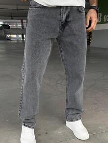 Men's Casual Commuter Washed Tapered Jeans - Grey - View 3