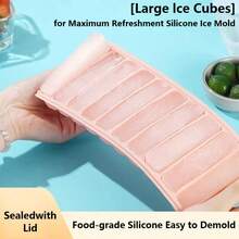 Popsicle Mold Silicone Ice Cube Tray Long Bar Large Ice Block Mold Ice Cube Tray Commercial Whiskey Home Use With Lid Ice Cube Storage Box - Multicolor - View 1