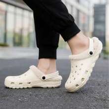 Nuevas pantuflas térmicas casuales de moda de invierno, cómodas para usar dentro y fuera del hogar - Beis - Ver 2