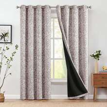 Jinchan Blackout Curtains For Bedroom, Taupe Grey Scroll Floral Patterned Curtains 108 Inch Length For Living Room, Vintage Art Deco Drapes, Thermal Insulated Window Curtains Grommet 2 Panels - ColorC - 查看 2