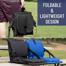 Stadium Seats With Back Support - Adjustable Memory Foam Bleacher Chairs With Back And Cushion, Portable, Easy Folding Stadium Seat Cushion With Storage Pocket - 01. Black - View 7
