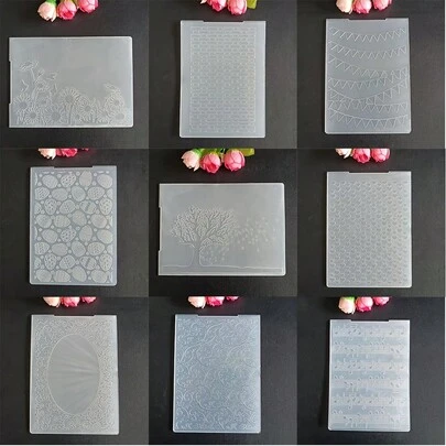 2D Embossing Folder Plastic Plates Design For DIY Paper Card Decoration Scrapbooking Easter Egg, Heart-Shaped Wall Brick, Musical Note, Festival Celebration Decoration