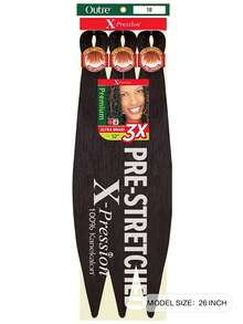 Xpression Pre-Stretched Braiding Hair - Smooth Yaki Texture, Flame Retardant Synthetic Fiber For Kids 3pcs - Multicolor - View 3