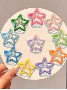 20个/10个/6个彩色星形油滴侧夹刘海发夹，可爱女童款 - 彩色 - 查看 15