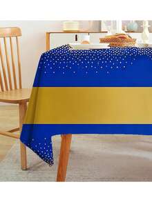 1件皇家蓝金底金色桌布，金色图案 - 耐用，是婚礼、新娘送礼会、生日、毕业典礼、乔迁之喜、圣诞节和父亲节庆祝活动的理想之选。 - 彩色 - 查看 10