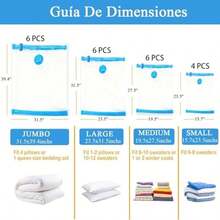 11 Piezas Bolsas de Almacenamiento de Vaco con Bomba Elctrica, Bolsas al Vacio ropa Viaje Almacenamiento Reutilizable, Bolsas para Guardar Cobijas y Edredones Gran Capacidad para Almacenar Ropa - 11 piezas - Ver 3