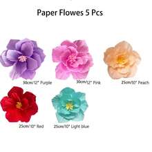 5 bông hoa giấy kích thước 30cm và 25cm, hoa nhân tạo 3D sống động như thật, thích hợp cho đám cưới, sinh nhật, phông nền cô dâu, trang trí tiệc sinh nhật, phông nền chụp ảnh, trang trí cổng vòm. - hồng + trắng - Xem 12