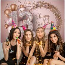 1 peça, banner plano 2D rosa para fundo de aniversário de 13 anos, tecido de poliéster, design de diamante com o número "13", usado para decoração de festa de aniversário de 13 anos, festas de jovens, comemorações de aniversário, aniversários, reuniões de festa, decoração de eventos de feriado, pano de fundo de aniversário, decoração de mesa de bolo, decoração de parede, decoração de casa/jardim/ambientes internos e externos, adereços de fundo para fotografia, suprimentos/presentes de decoração de festa. - Multicolorido - Ver 5