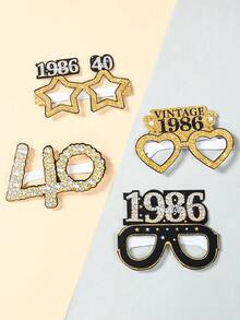 6个黑色金色40岁生日派对纸质眼镜，复古40岁生日派对拍照道具，40岁生日派对用品，生日快乐派对眼镜，1986年生日庆祝活动，派对配件，黑色金色四十岁生日派对装饰，生日礼物，派对小礼品 - 40th - 查看 11