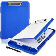 Caja de documentos impermeable A4 tablero de escritura con ranura de pluma caja de almacenamiento de papel multifuncional tablero de escritura de plástico clip de material de aprendizaje artefacto de almacenamiento - Azul - Ver 10