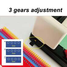 Máquina de Encuadernación en Espiral con Mango Ergonómico, Perforadora de Agujeros Redondos y Cinta para Hojas Carta - Multicolor - Ver 3