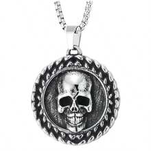 Collar con colgante cruz gótico hombre medallón acero clásico borde trenzado motero punk joyería - como en la foto - Ver 2