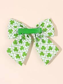 2个圣帕特里克节女孩发夹，绿色三叶草鳄鱼夹，三叶草格子印花蝴蝶结发夹，女孩节日发卡，幸运三叶草发夹，婴儿发饰 - 彩色 - 查看 9