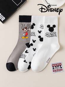 Disney 3双装正品迪士尼男士袜子，绣有可爱的米奇一家卡通人物图案，中筒袜，趣味十足，适合各种场合，高品质礼品袜 - 彩色 - 查看 6