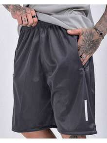 K054 Men's Bermuda Shorts With Reflective Stripe - 灰色 - 查看 2