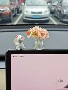 Đế lót ly hình hoa cúc và cỏ bốn lá dễ thương sáng tạo, Phụ kiện trang trí ô tô/máy tính để bàn mini, Đồ trang trí ô tô hình thỏ và mèo bằng cao su đáng yêu, Bình hoa mini có tượng động vật dễ thương, Thích hợp trang trí nội thất ô tô - Nhiều màu - Xem 21