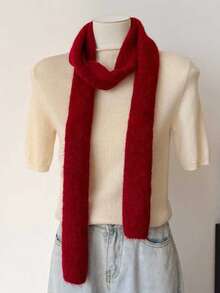 1pc Casual Versatile Solid Color Long Tube Fuzzy Scarf - Multicolor - View 14