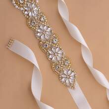 1pc Women's Handmade Crystal Rhinestone Wedding Belt, Simple Elegant Bridal Waist Band For Wedding, Party, Banquet