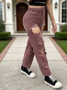 Women Jeans - Dark Brown - View 5