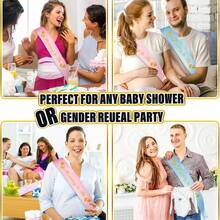 2pcs Ribbon Set For Expectant Mothers And Fathers, Christmas - Blue Dad and Pink Mom Belts - View 2