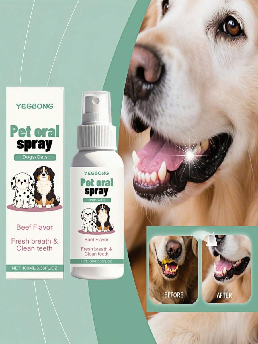 YEGBONG 宠物口腔喷雾 - 清新宠物口气，去除异味和牙垢，适用于猫狗日常清洁。便捷喷雾，无需刷牙即可保持口腔卫生，温和清洁牙齿，清新口气。 - 彩色 - 查看 1