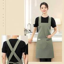 Unisex Chef Apron With Large Pockets, Criss-Cross Strap Design, Waterproof And Splash-Proof, Wider Straps [Military Green] - Army Green - View 4