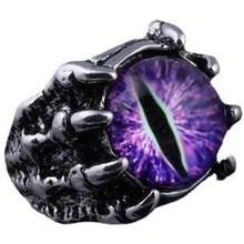Gothic Punk Devil Evil Eye Dragon Eagle Claw Ring Retro Open Adjustable Skull Decoration Eyeball Hell Devil Motorcyclist Jewelry Halloween Costume Party Accessories - 紫色 - 查看 7