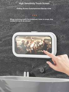 1pc White Bathroom Phone Case, Square Waterproof For Watching Videos In Bathroom & Kitchen - White - View 3