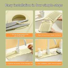 2-In-1 Absorbent Silicone Mat, Kitchen Sink Mat, Custom Fit For All Faucets, Kitchen Sink Mat (Gray) - Apricot - View 4