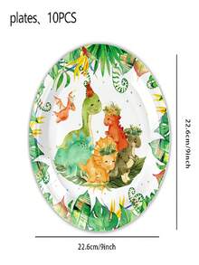 50pcs Dinosaur Theme Party Tableware Set, Dinosaur Birthday Party Decorations, Tableware Set, Dinosaur Paper Plates, Cups, Napkins, 10pcs Party Birthday Decorations