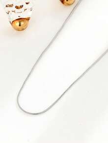 1pc S925 Sterling Silver Simple Snake Bone Chain Necklace, Versatile Minimalist Thin Layering Necklace For Women, Daily Wear & Gift - Chain - View 7