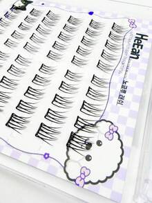 60片宠物主题自粘假睫毛：可爱贵宾犬/猫爪造型，自然纤长，温柔服帖。紫色棋盘格套装——打造清纯眼妆，甜心们的日常裸妆必备！ - C - 查看 8