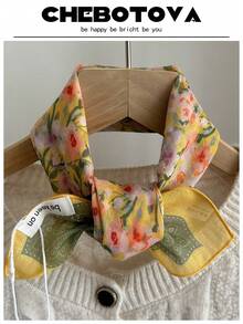 1条女士纹理小围巾/手帕/头巾，多功能印花亚麻围巾/颈巾/手帕，欧美风格，适合夏季沙滩裙 - 彩色 - 查看 22