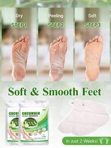 5片装足部去角质面膜，专为干燥、皲裂的足部设计，有效去除死皮和老茧，令双足柔软光滑，同时滋养皲裂的脚后跟。黄瓜面膜，深层清洁并滋润双足。 - 白色 - 查看 3