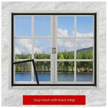 Malla de fibra de vidrio autoadhesiva para ventanas, mosquitera invisible, barrera efectiva contra mosquitos y moscas, fácil instalación DIY sin perforación, red de malla con y borde gris - Gris - Ver 3