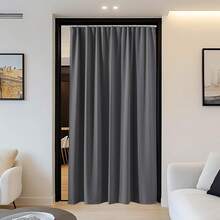 Patio Door Curtain Sound Blocking, Bedroom Privacy Room Divider Curtain Screen Partitions, Thermal Insulated Blackout Closet Sliding Door Curtain (1 Panel, 8.3ft Wide By 7ft Long, Gray) - 灰色(附可調式天花板軌道) - 查看 9