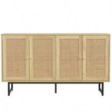 Buffet 140 X 39.5 X 80 Cm In Genuine Rattan, 4 Doors - Natural Color - View 11