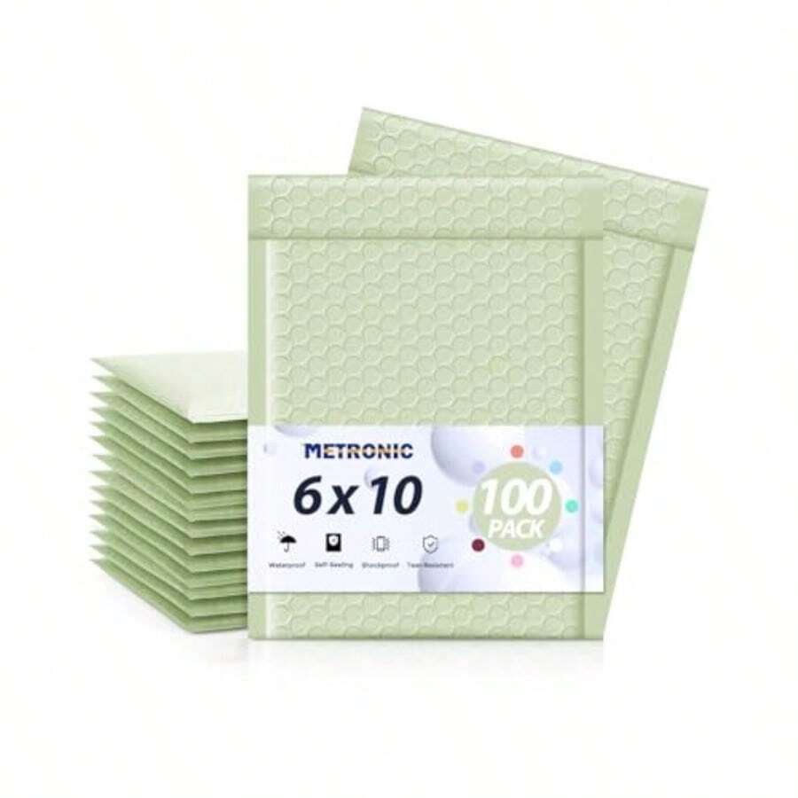 Bubble Mailers 6x10" 100 Pack Mint Green Self-Seal Padded Envelopes Usable Size 6x9" Waterproof Bubble Envelopes Bulk For Small Business Padded Mailers For Mailing Jewelry #0 - 薄荷綠 - 查看 1