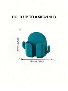 1/2pcs Wall Mounted Phone Storage Box, Multi-Function No Drill Cactus TV Air Conditioner Adhesive Charging Holder Rack - Black - View 3