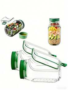 1000ml Vertical Layered Salad Container, Leak-Proof Lunch Box With Dressing Cup, All-In-One Lid And Container Design, Suitable For Office, Gym, Picnic (Orange/Green)