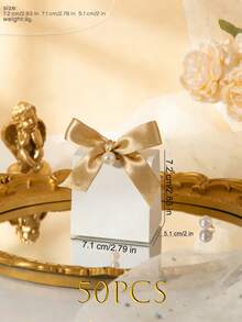 50 hộp quà giấy rỗng, hộp trang trí nến, hộp có nhẫn và ngọc trai, hộp đóng gói, hộp đựng kẹo, hộp đựng sô cô la, dùng cho tiệc, trang trí sinh nhật - Nhiều màu - Xem 10