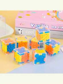 1/3/6片装六面迷宫拼图玩具，3D串珠迷宫拼图玩具，趣味减压玩具，学生奖励，生日礼物，返校礼物，新年礼物 - 彩色 - 查看 5