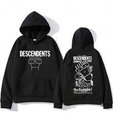 Descendents Hooded Cartoon Print Harajuku Casual Vintage Sweatshirt Graphic Printing  Clothes Moletom Gothic Puls Sweatshirts For Women Hoodies For Men Black Hoodie For Women Men's Hoodie Sweatshirts For Men - 黑色 - 查看 1