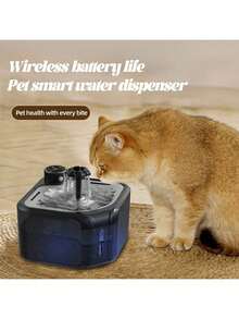 2.8L Wireless Cat Water Fountain, Stainless Steel Material, Wireless Pet Water Dispenser, Battery Powered, With Motion Sensor, Quiet & Rechargeable, Designed For Cats - 2.8L - View 5