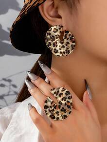 1 套简约时尚百搭夸张不对称设计戒指和耳环套装，适合度假和日常佩戴 - 幾何套裝 - 查看 24