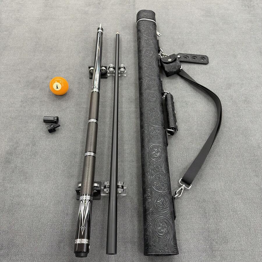 58.27-Inch Premium Pool Cue Set | 12mm Tip, Classic Pattern, Comfortable Grip | Gift For Men And Women - Black - View 1